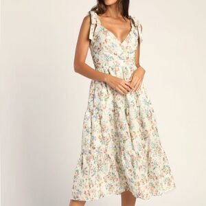 Embroidered floral midi dress